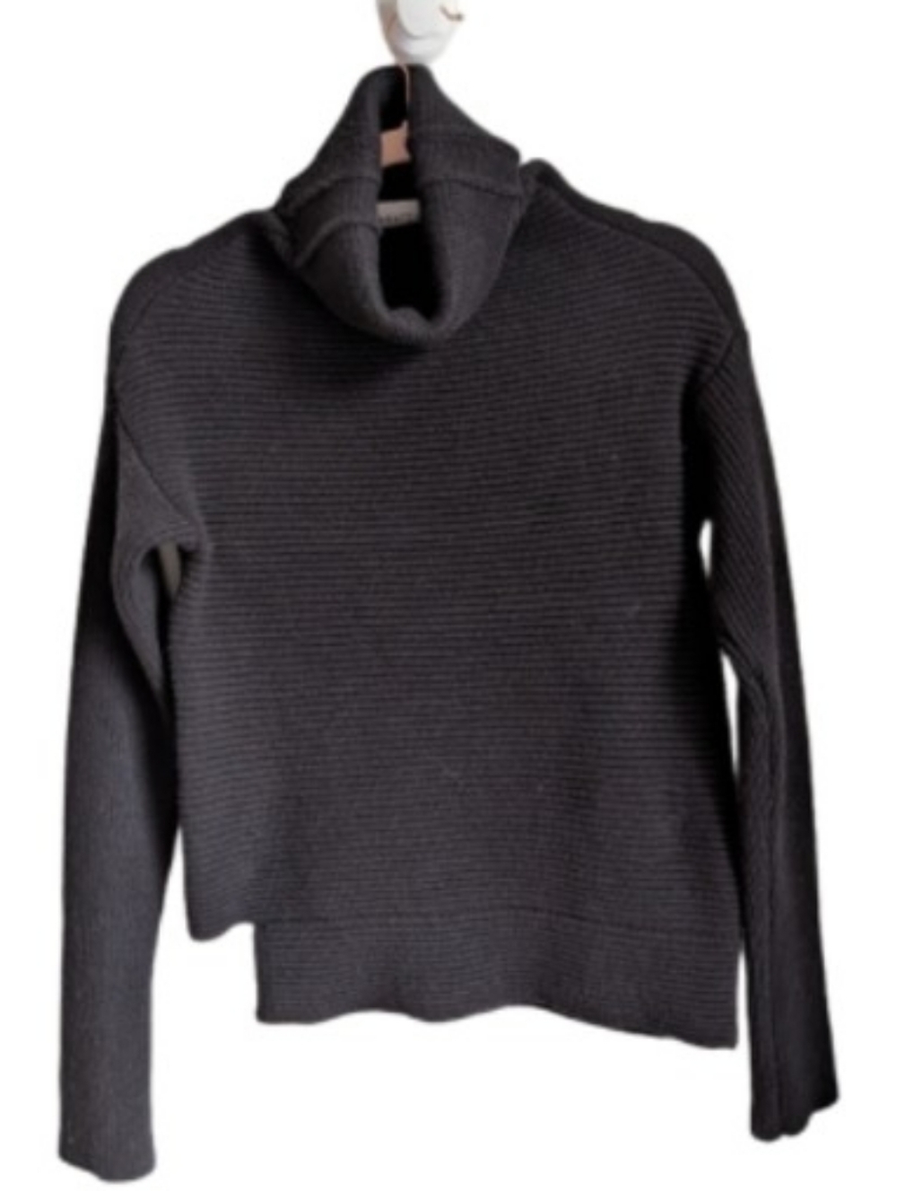 ARITZIA BABATON Black Wool Contemporary Ribbed Turtleneck Knit Sweater Medium